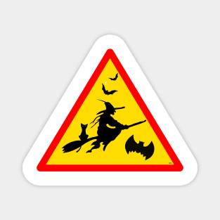 BLACK CAT AND A WITCH Halloween Magnet