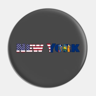 New York State Flag/America Flag Logo Pin