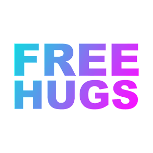 Free Hugs Typography - Minimal - Graphic Design Aqua Purple & Fuschia Gradient Lettering T-Shirt