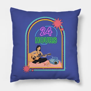 90's Girl Playing Guitar Pillow