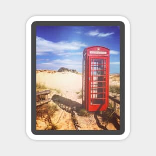 Red phone box on the beach Magnet