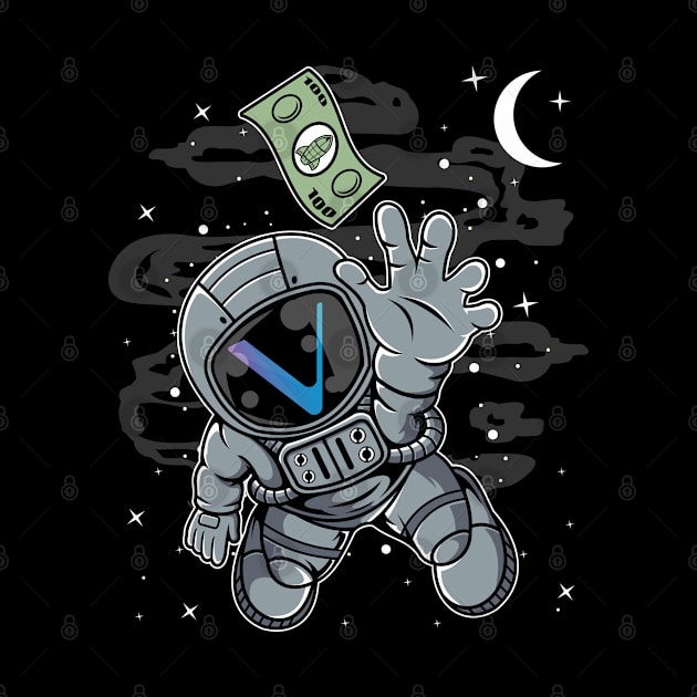 Astronaut Reaching Vechain VET Coin To The Moon Crypto Token Cryptocurrency Blockchain Wallet Birthday Gift For Men Women Kids by Thingking About