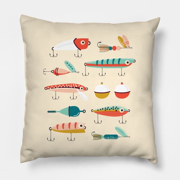 Fishing Lures Pillow by allisonromerodesign