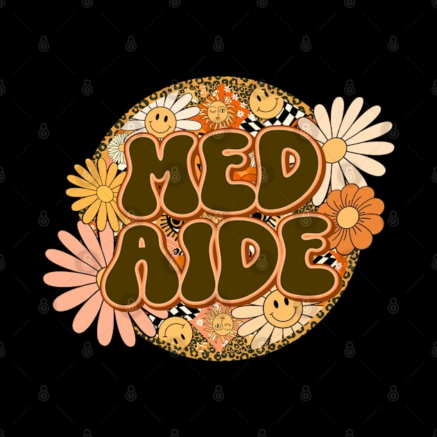 Med Aide Retro Groovy Floral Leopard by BuddyandPrecious