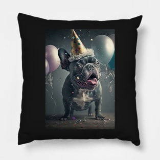 Black French Bulldog Birthday Card #2 Pillow