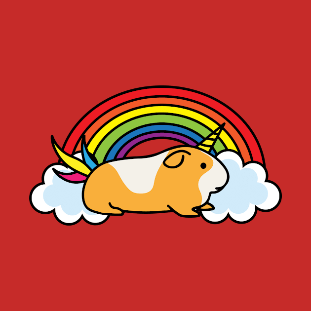 Guinea Pig Unicorn Rainbow Clouds Happy Positive Furry Pet by Mayzin