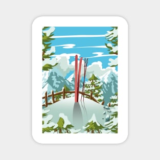 Cartoon ski landscape Magnet