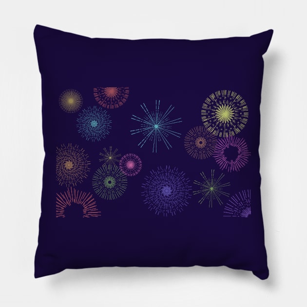 Holiday celebration - Vintage Fireworks Pillow by quenguyen