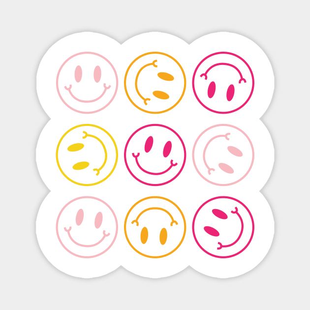 Preppy Smiley Faces Magnet by Taylor Thompson Art