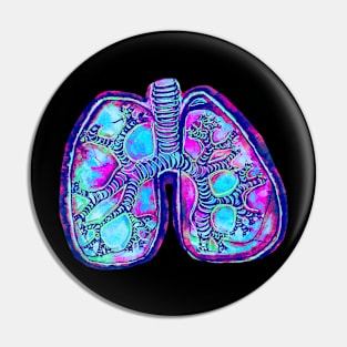 Purple and Blue Watercolor of Lungs Pin