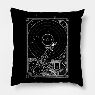 Hard Disk Drive Vintage Patent Drawing Pillow