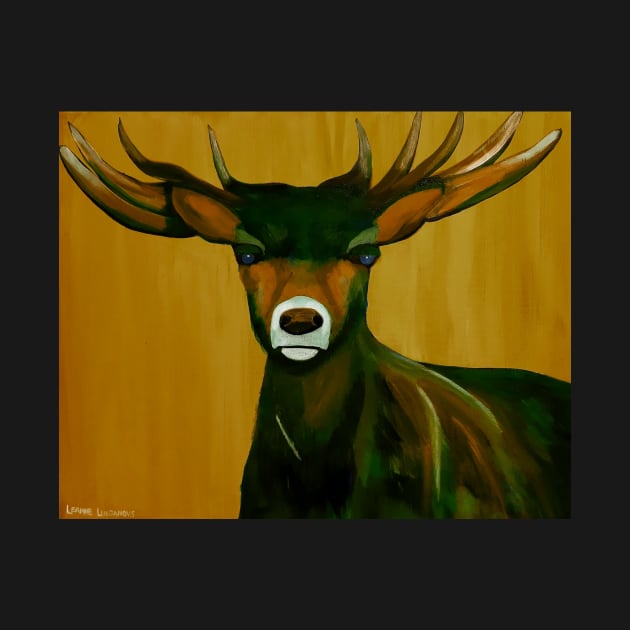 Vibrant ethereal brown stag buck deer cool by LukjanovArt