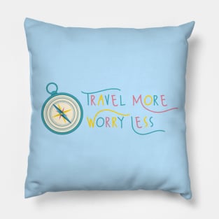 Travel More Worry Less Vintage Compass Pillow