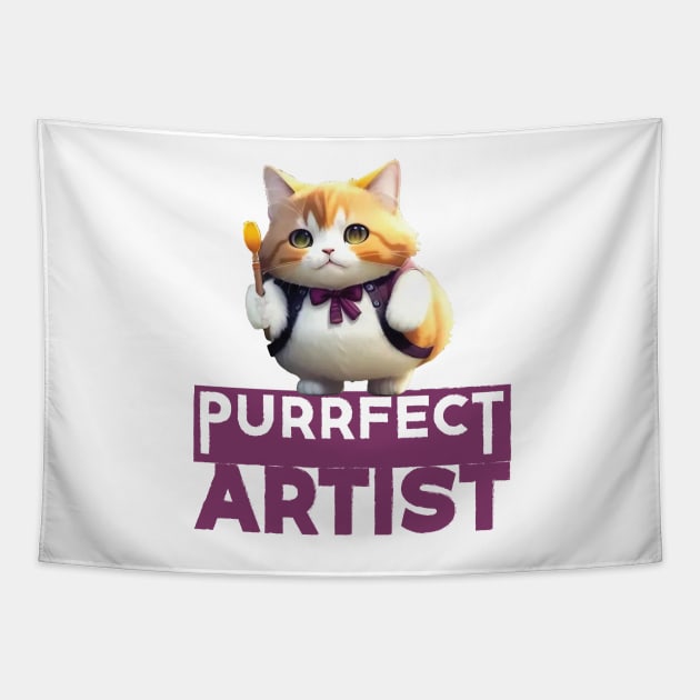 Just a Purrfect Artist Cat Tapestry by Dmytro