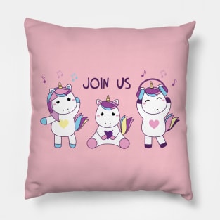 Join us - three baby unicorns Pillow