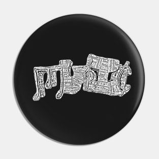 “Music” In Black and White Pin