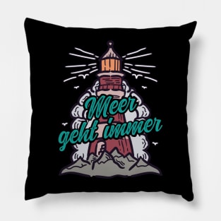 Meer geht immer Leuchtturm mit Möwen Pillow