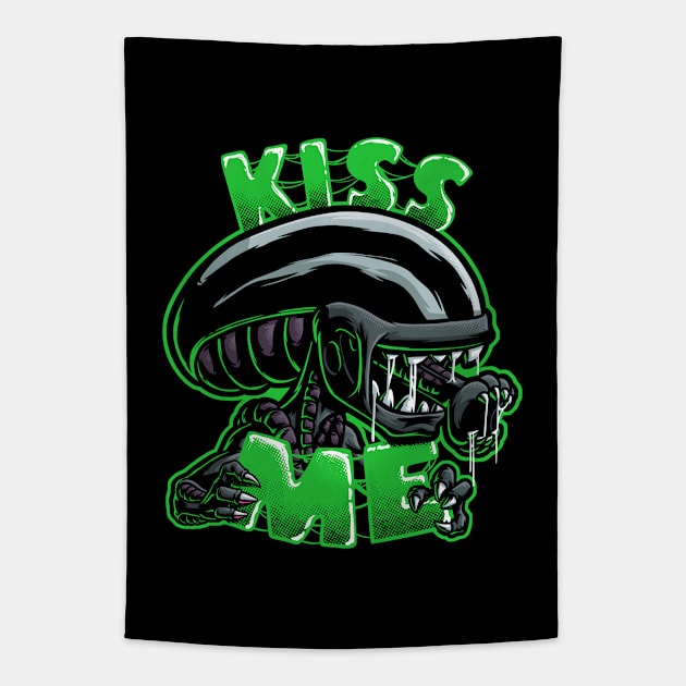Kiss Me - Green Tapestry by Studio Mootant