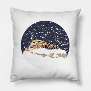 Siberian Tiger Playing with Snow Pillow