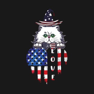 Cat Loves America/ Fourth of July T-Shirt