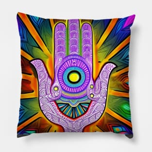 Trippy Hamsa Hand Pillow