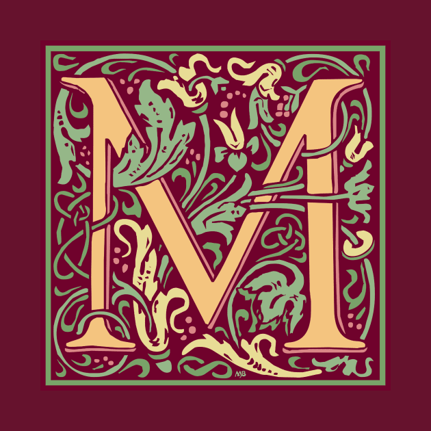 William Morris Vintage Letter M by MatchbookGraphics