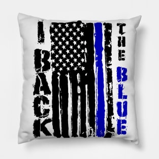 I Back the Blue American Police Support Blue Line Pillow