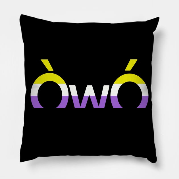 ÒwÓ nonbinary angry owo pride emoticon Pillow by Skrayer1219