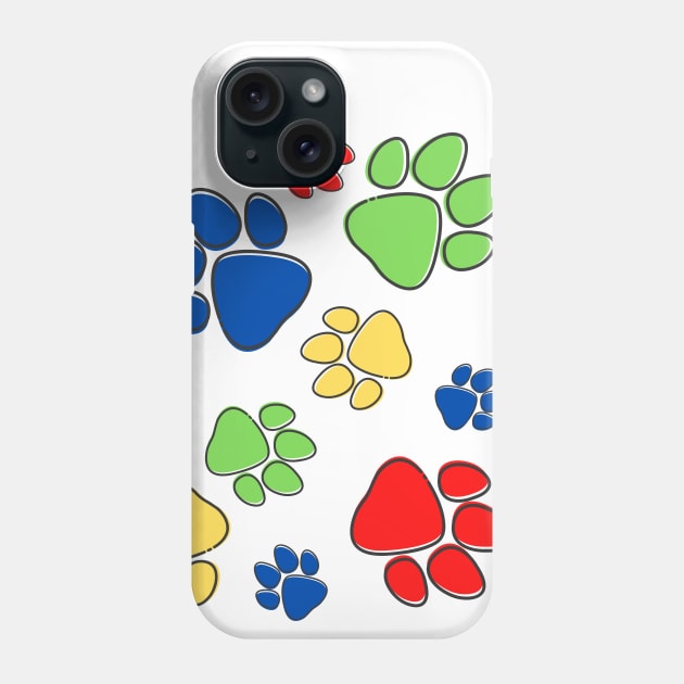 Kids Pawprint Pattern – Red Blue Green Yellow Phone Case by KoreDemeter14