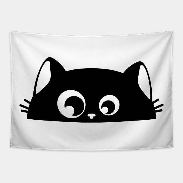 Black kitty hiding Tapestry by AnnArtshock