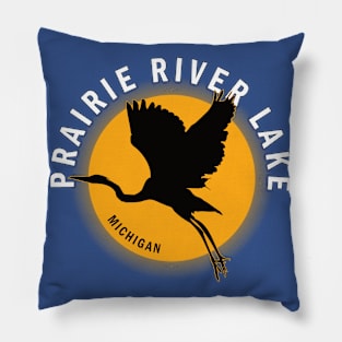 Prairie River Lake in Michigan Heron Sunrise Pillow