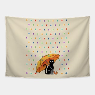 Cat and rain Tapestry
