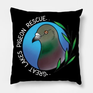 Great Lakes Pigeon Rescue Logo - White Letters Pillow