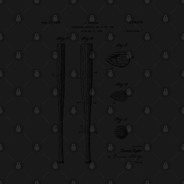 Baseball Bat Patent - Baseball Art - Black And White by patentpress