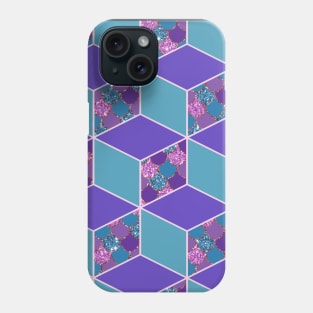 Mermaid Scale Purple and Teal Cubed Geometric Pattern Phone Case