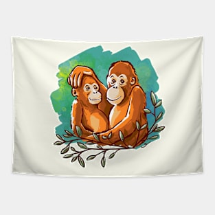 Monkey Hugs Tapestry