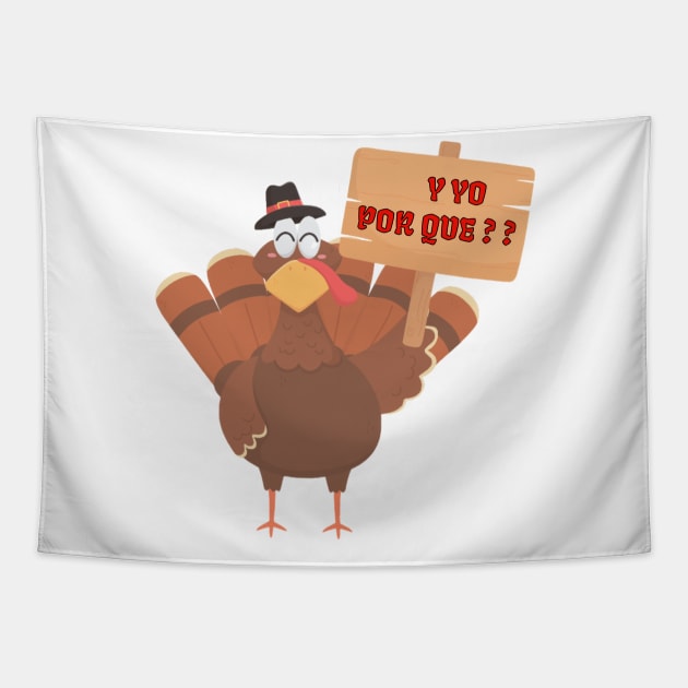 El Pavo protesta en Thanksgiving Tapestry by LegnaArt