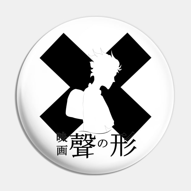 A silent Voice Design B&W Pin by eyoubree