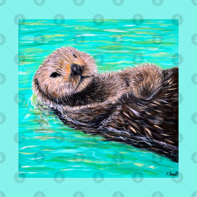 Fluffy Sea Otter Painting by ArtbyKirstenSneath