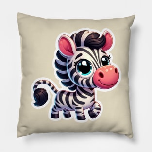 Zebra Kawaii Critter Cove Cute Animal A Splash of Forest Frolics and Underwater Whimsy! Pillow