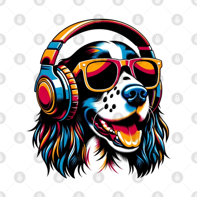 English Springer Spaniel Smiling DJ with Energetic Beats by ArtRUs