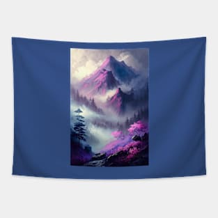 Mountain landscape in psychedelic shades of lavender and purple -2 Tapestry