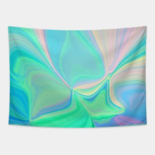 Abstract Holographic Neon Fluorescent Swirls Tapestry