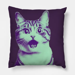 Scared Cat Meme, Vintage Style Pillow