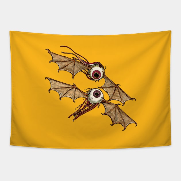 TWO FLYING EYEBALLS Tapestry by Armadillo Hat