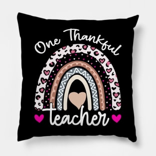 One thankful Teacher Rainbow Leopard Pillow