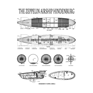 Hindenburg German Zeppelin Airship Detailed Blueprints Diagrams Gift T-Shirt