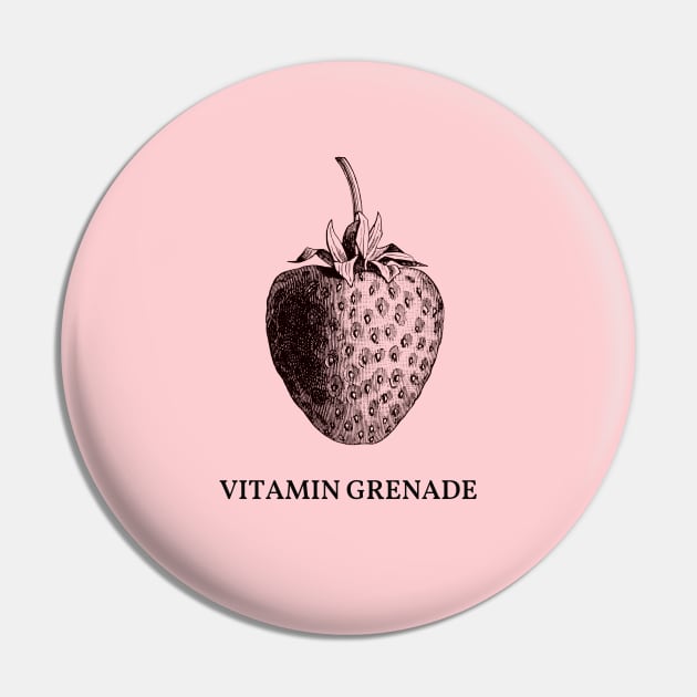 Strawberry, the Vitamin Grenade Pin by kafkacloset