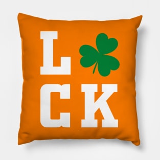 Luck Shamrock white saint patricks day typography Pillow