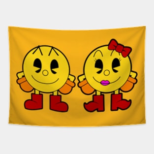 Pacman Couple Tapestry